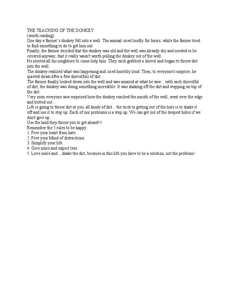 The Donkey's Lesson on Resilience | PDF