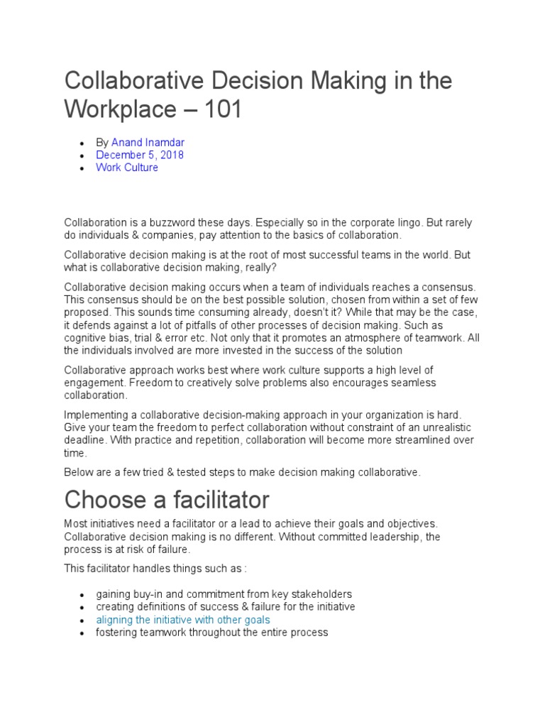 Collaborative Decision Making Guide | PDF | Decision Making | Cognitive ...