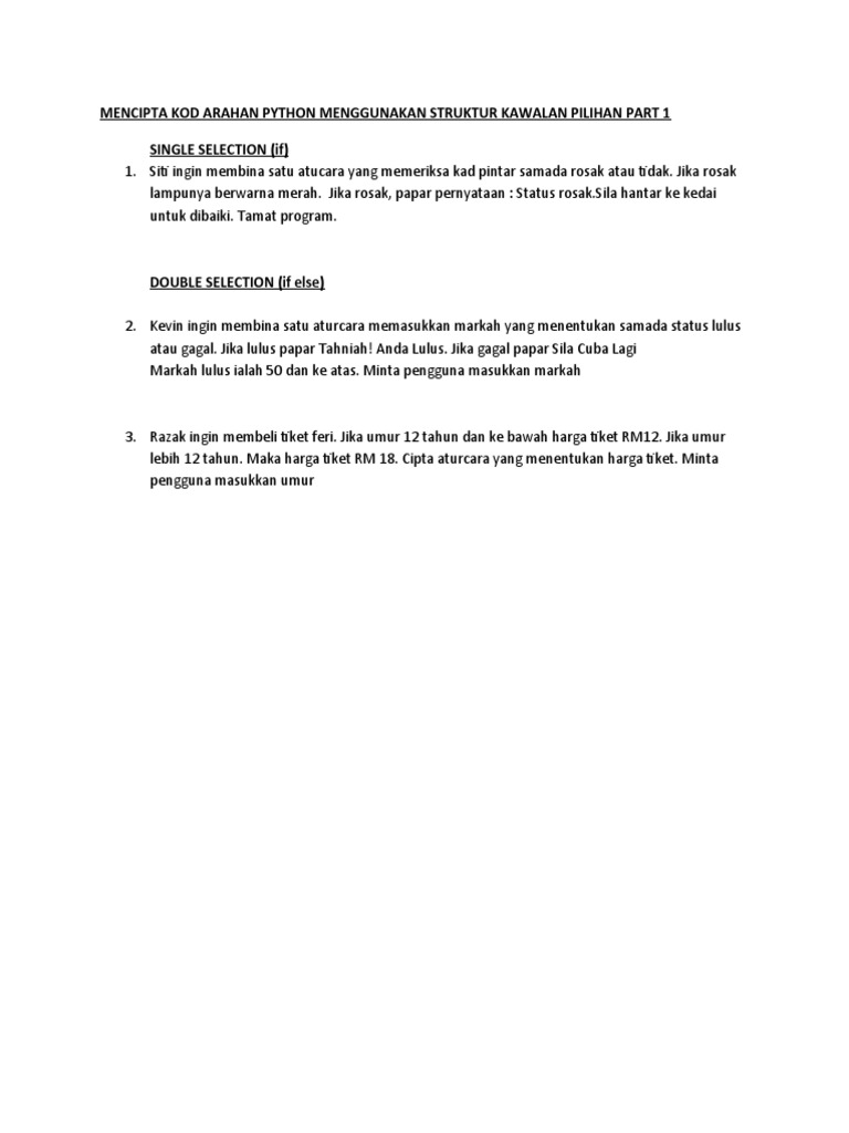 Latihan Single and Double Selection PDF