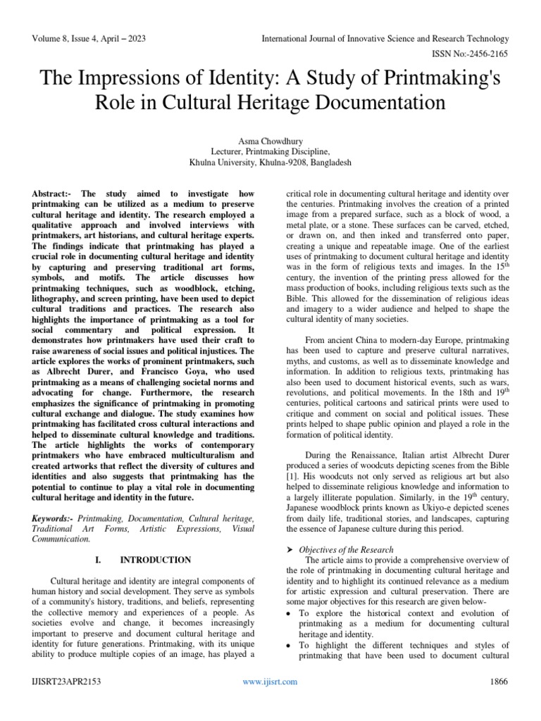 The Impressions of Identity A Study of Printmaking's Role in Cultural