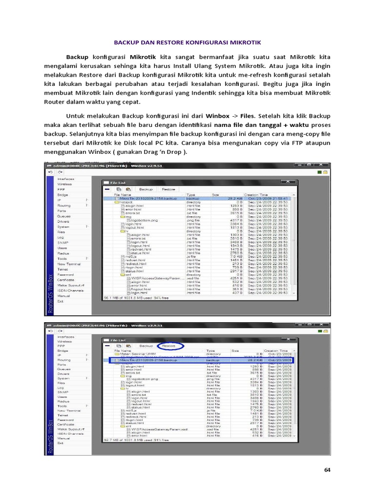 10.backup Dan Restore Konfigurasi Mikrotik | PDF | Komputer