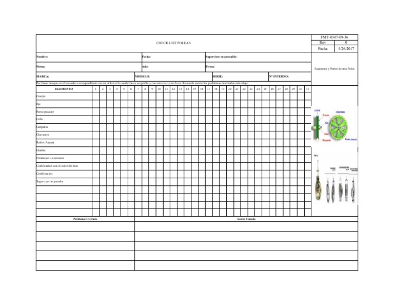 FMT-0347-09-36 Rev.00 Check List Poleas | PDF