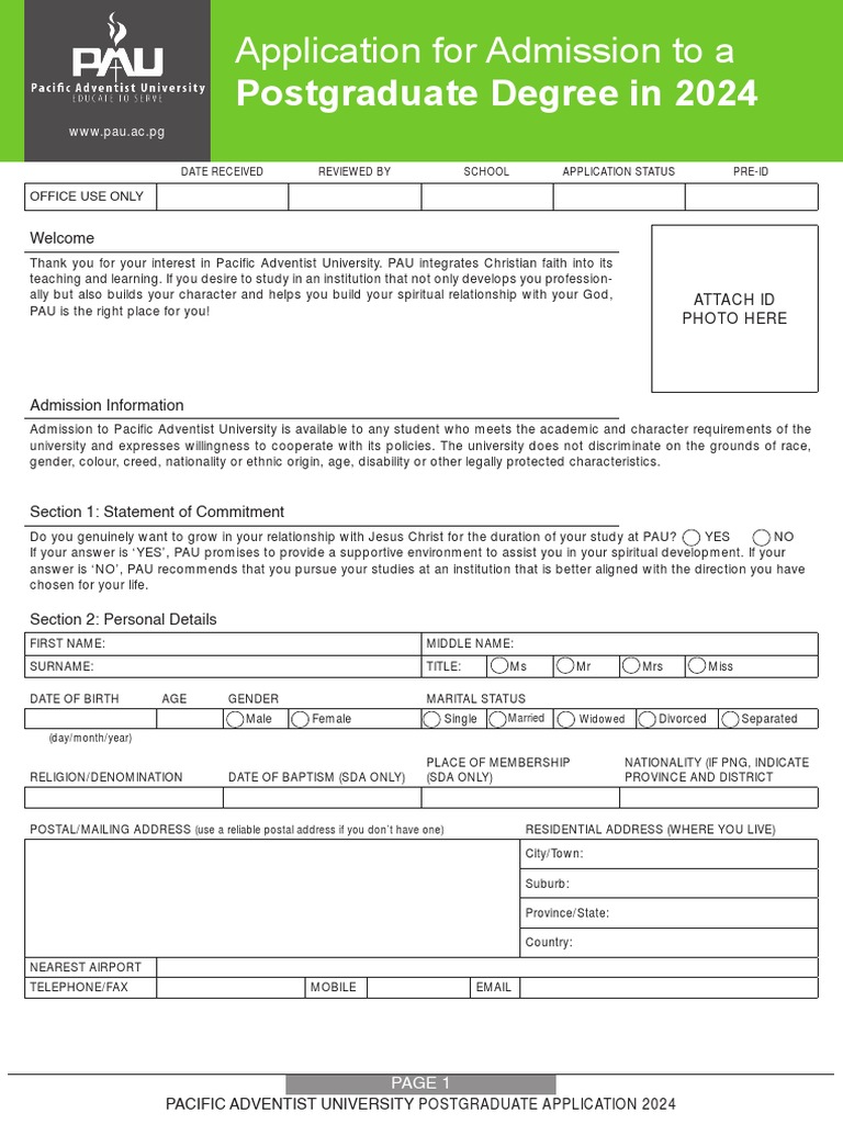 2024 Application Forms Postgraduate Degree PDF PDF Postgraduate Education Academic Degree
