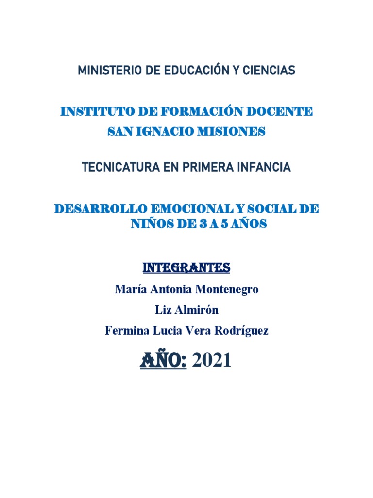 Desarrollo emocional en niños de 3 a 5 años | PDF | Las emociones ...