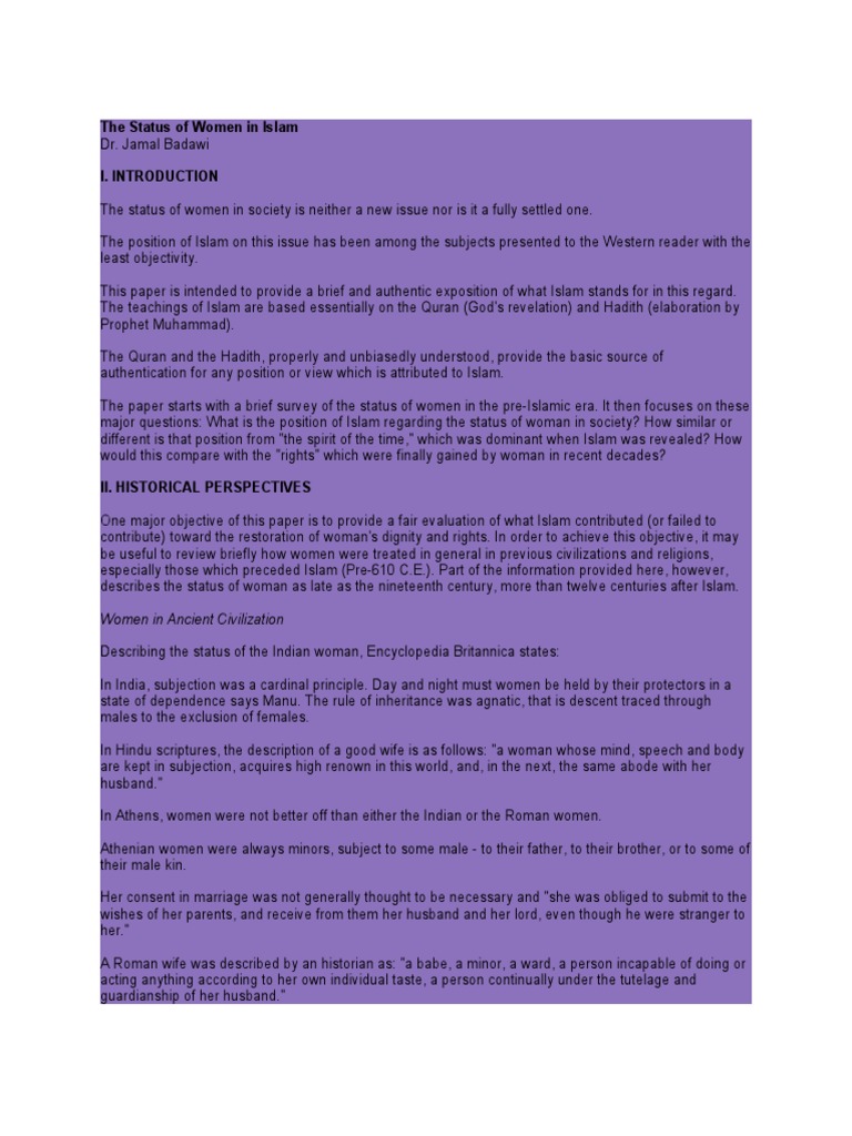 The status of women in islam pdf quran islam