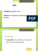 Calculating liquidity ratios to analyse financial performance