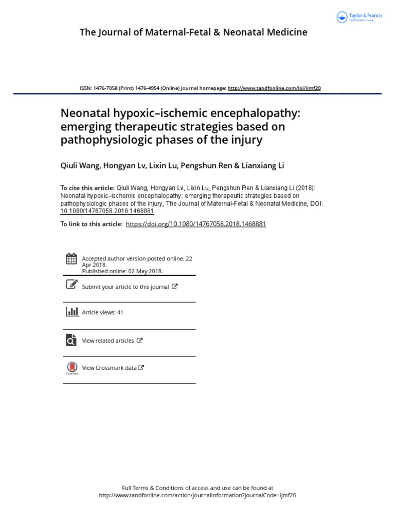 Hypoxic Ischemic Neonatal Encephalopathy - Emerging Therapeutic ...