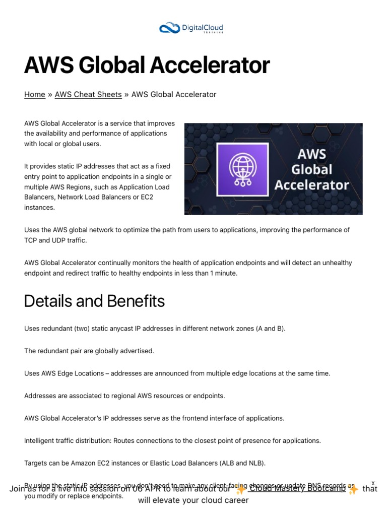 AWS Global Accelerator AWS Cheat Sheet PDF Ip Address Computer