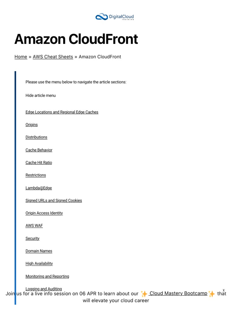 Amazon CloudFront _ AWS Cheat Sheet PDF Networking & 