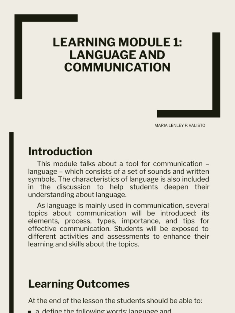 Learning Module 1 (Language) | PDF | Communication | Learning