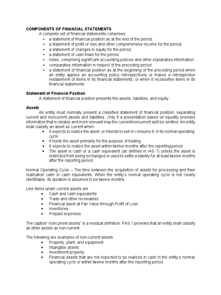 What Are The Four Components Of Financial Statements