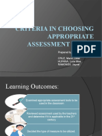 Criteria in Choosing Appropriate Assessment Tools (GROUP 8)