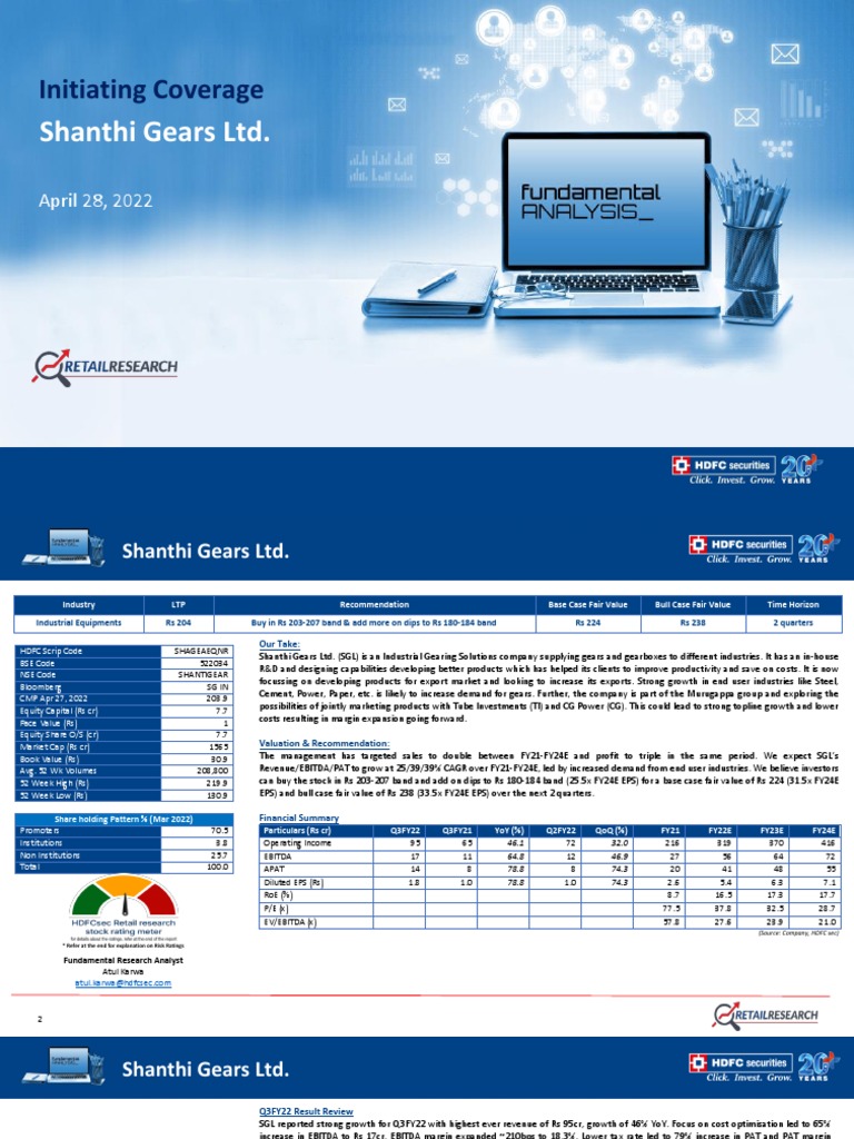 Shanthi Gears PDF PDF Securities (Finance) Economic Growth