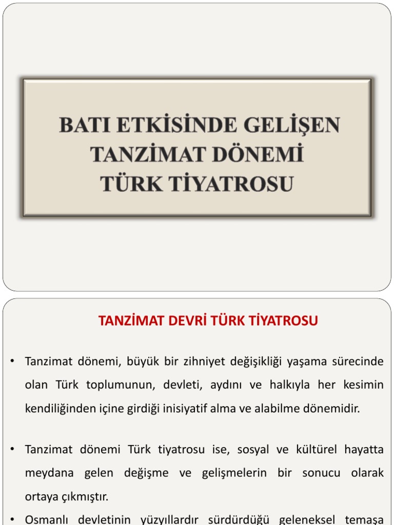 Tanzimat Dönemi Türk Tiyatrosu PDF | PDF
