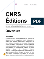 Bergson Ou L'humanité Créatrice - Ouverture - CNRS Éditions