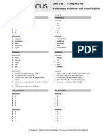 Focus1 2E Unit Test Vocabulary Grammar UoE Unit7 GroupA B ANSWERS PDF