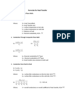 Formulas for heat transfer calculations