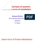 PKU, Alkaptonuria, Albinism, Hartnup's Disease, Cystinuria, Homocystinuria, MSUD, Galactosemia, Fructose Intolerance, Glycogen Storage Disease, Lesch-Nyhan Disease