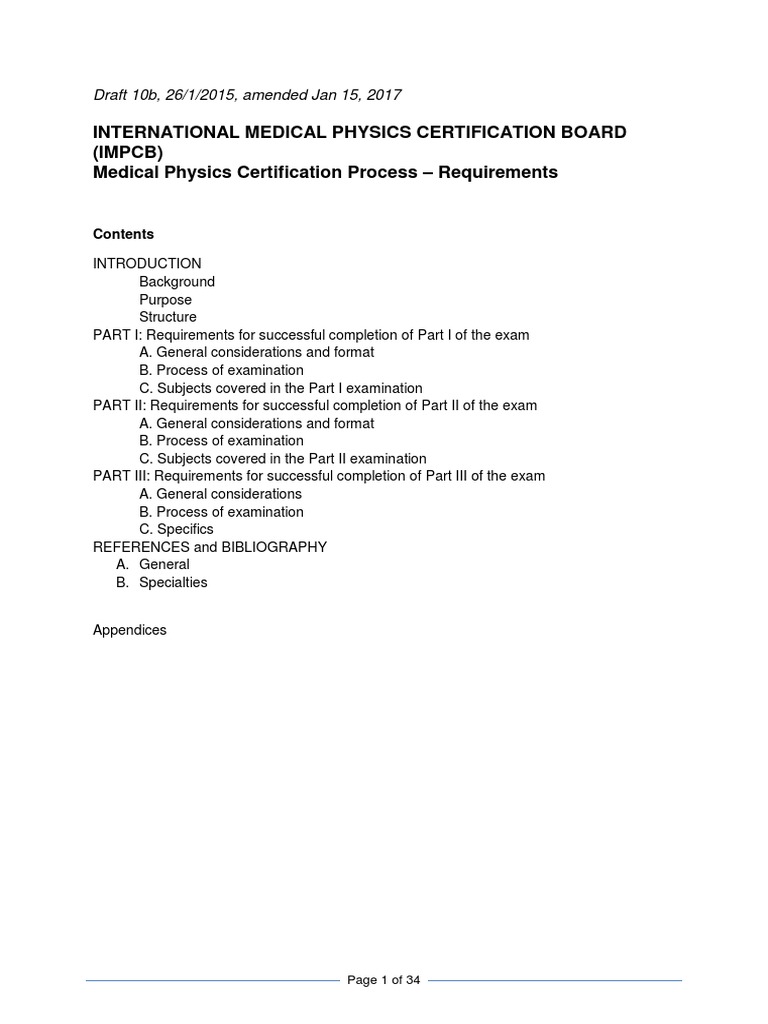 IMPCB Medical Physics Certification Guide | PDF | Medical Imaging ...