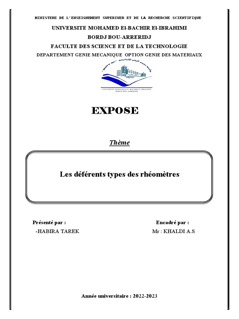 Page de garde d'exposé universitaire | PDF