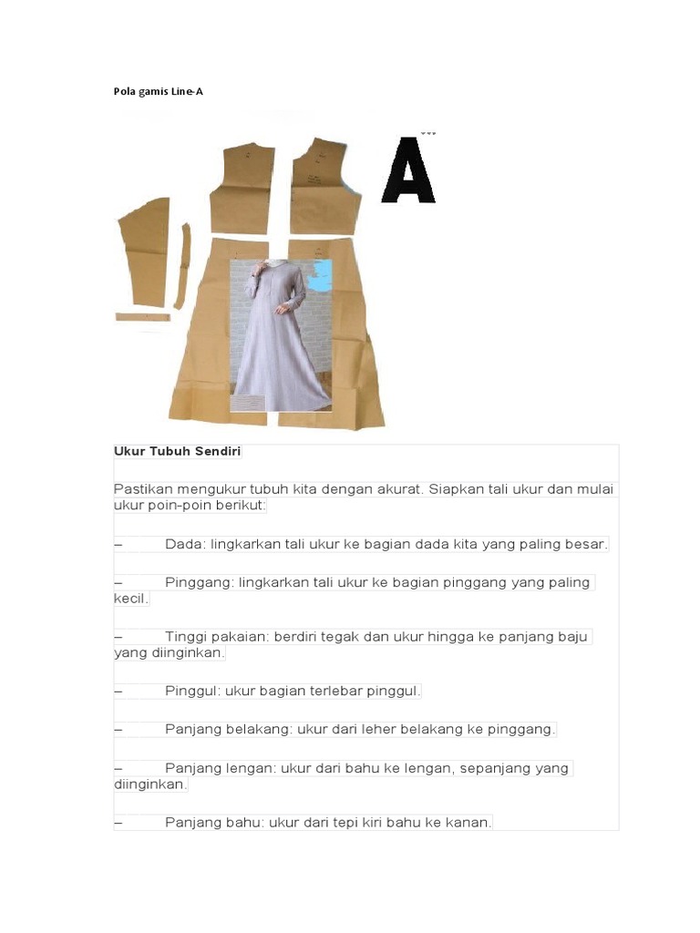 Cara Membuat Pola Gamis A-Line | PDF