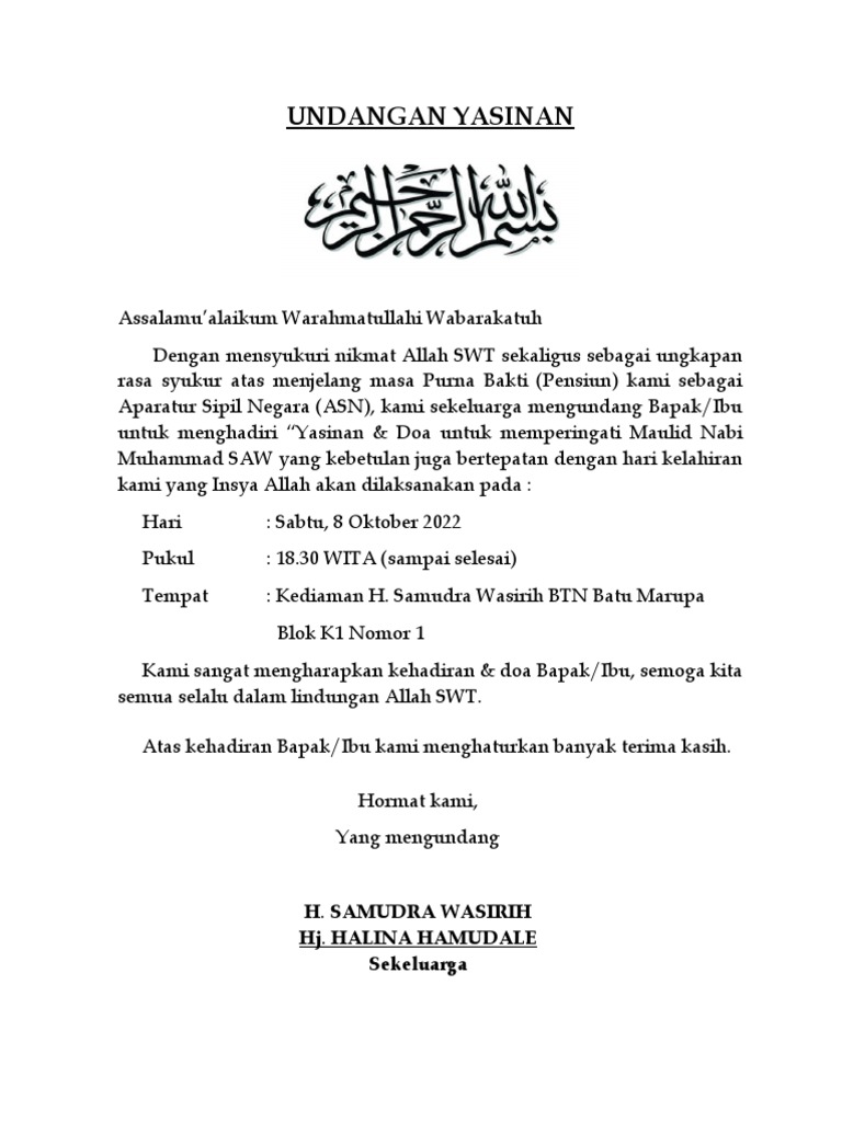 Undangan Yasinan | PDF