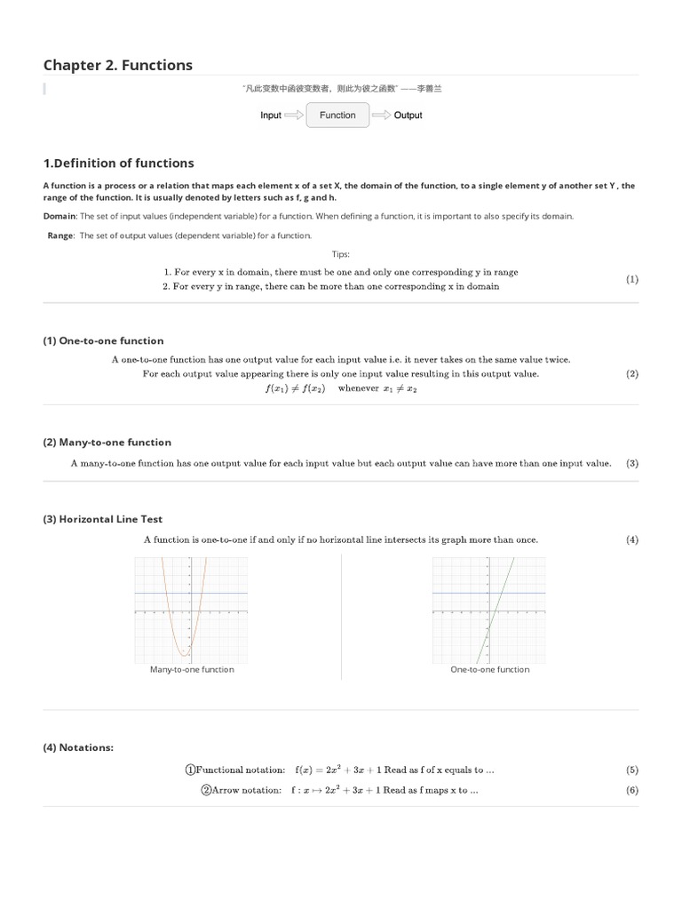 Chapter 2. Functions PDF | PDF | Function (Mathematics) | Algebra
