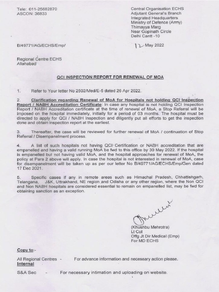 QCI Inspection Report For Renewal of MOA PDF | PDF