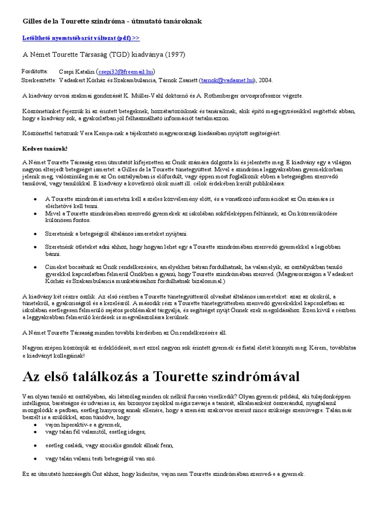 Tourette Szindróma | PDF