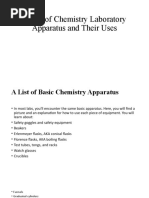 A List of Chemistry Laboratory Apparatus and Their