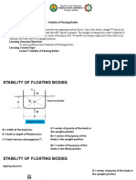 Lesson 5 - Stability of Floating Bodies