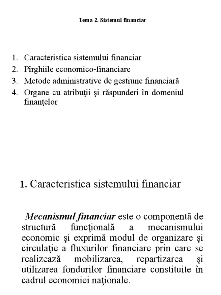 Tema 2 Sistemui Financiar PDF