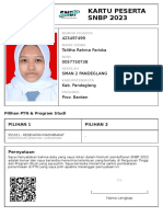Kartu Peserta SNBP 2023: 423497499 Talitha Rahma Feriska 0057750738 Sman 2 Pandeglang Kab. Pandeglang Prov. Banten