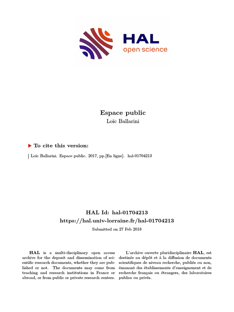 Espace Public PDF PDF