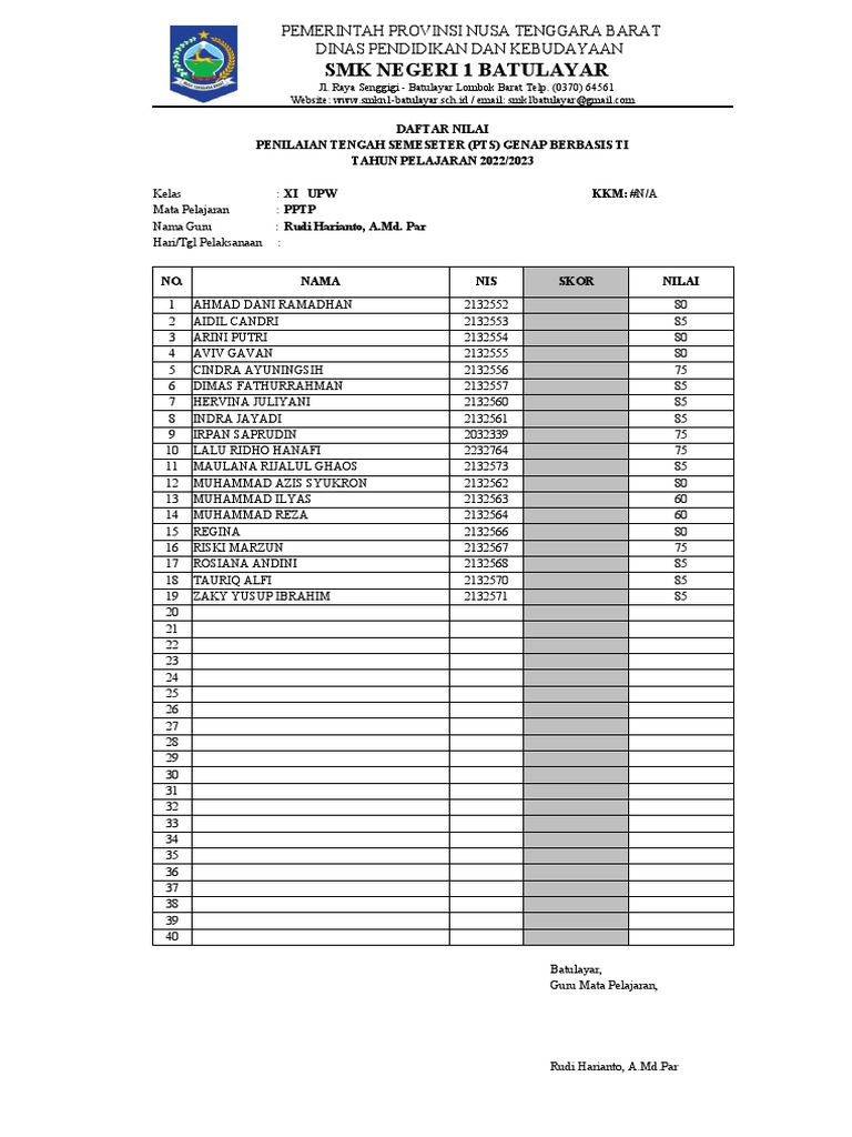 Cara membuat daftar nilai dengan ms excel pdf