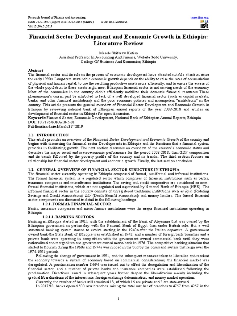 Financial Sector Development and Economic Growth in Ethiopia | PDF ...