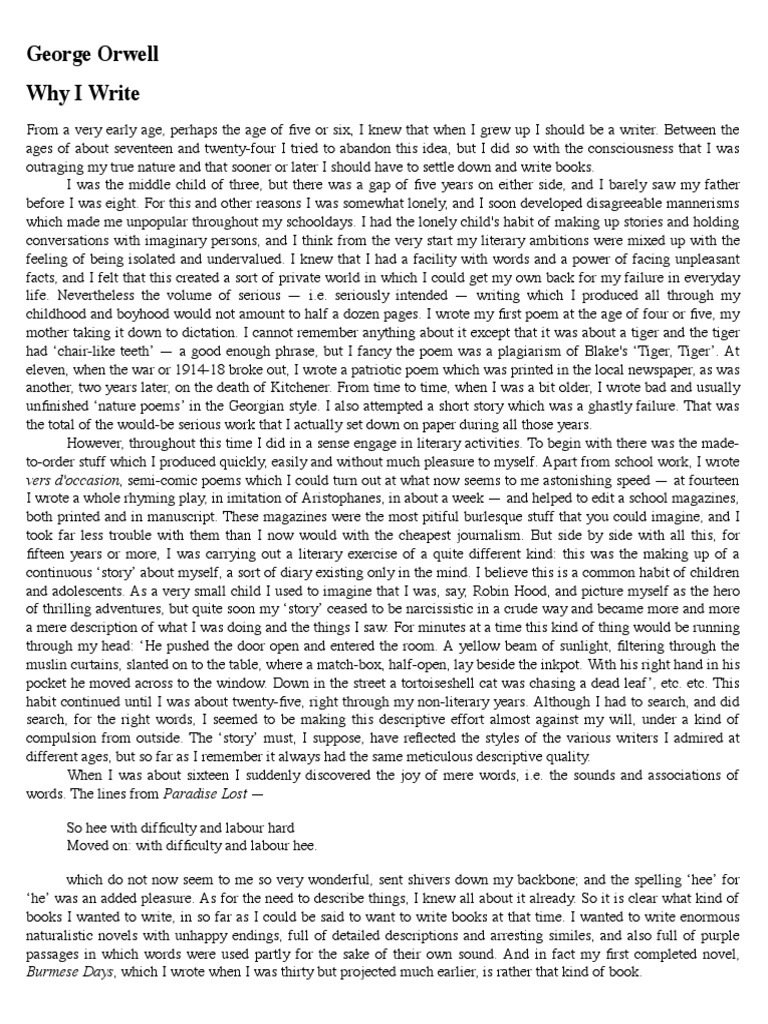 Why I Write George Orwell Pdf – George Orwell Pdf – EICQN