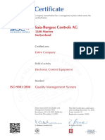 ISO 9001:2008 Quality Management System Certificate for Saia-Burgess Controls AG