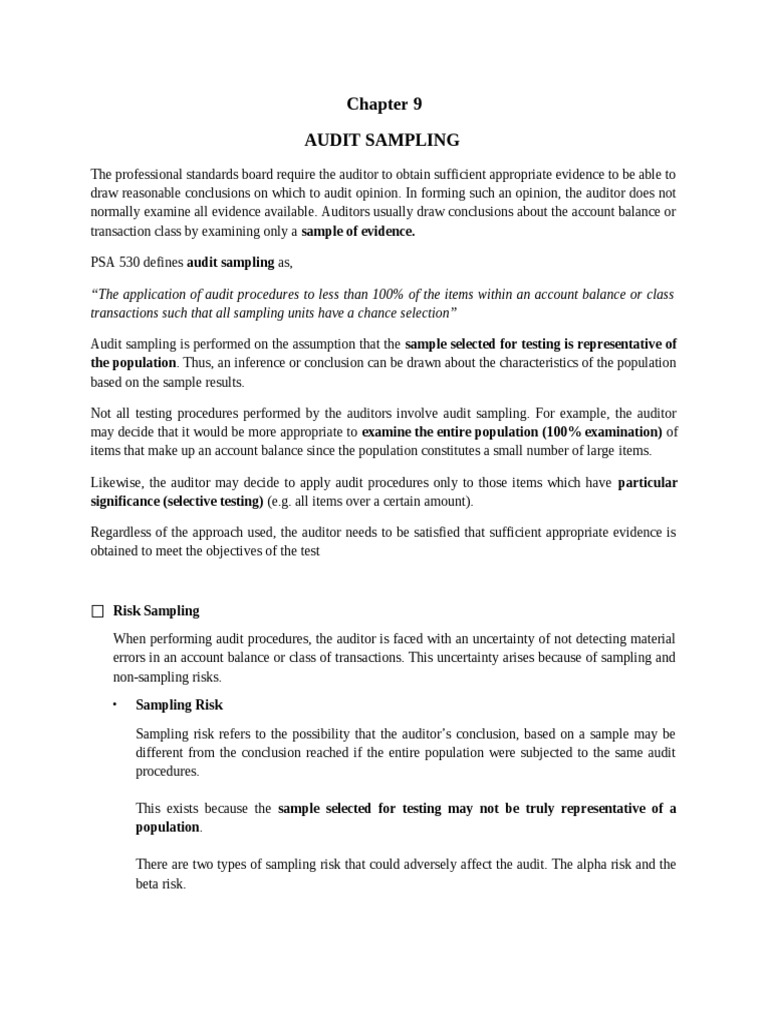 Audit Sampling Methods and Risks | PDF | Audit | Financial Audit