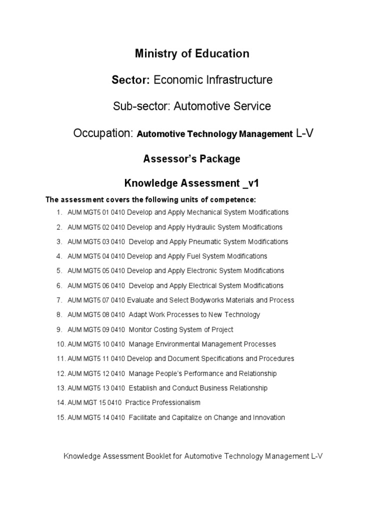 Automotive Technology Management Exam Guide | PDF | Multiple Choice ...