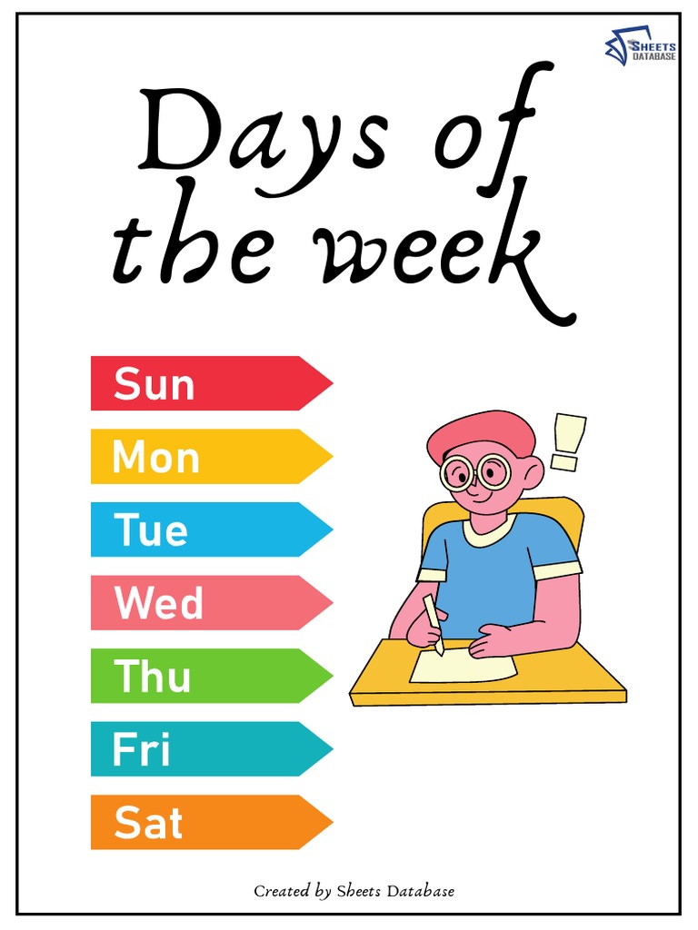 days of the week worksheets printable pdf