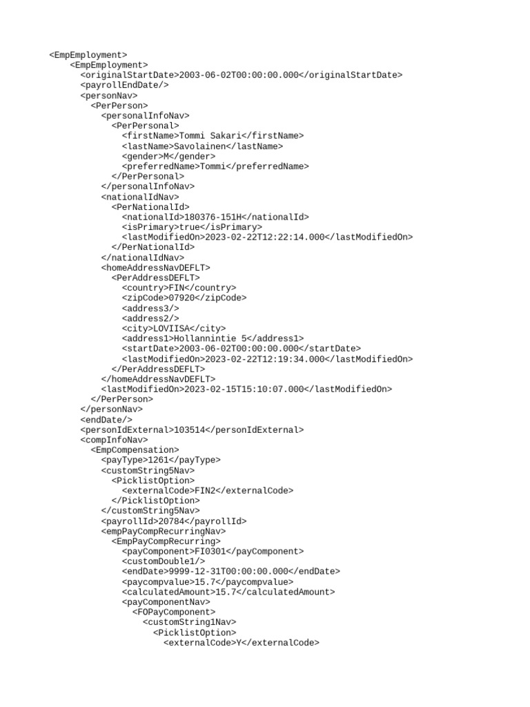 Messagelog in0009 sap successfactors employee central to cgi fenix