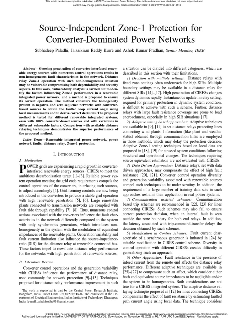 Source Independent Zone1 (Accepted) PDF PDF Electrical Grid Relay
