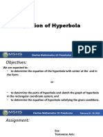 Equation of Hyperbola Center at The HK