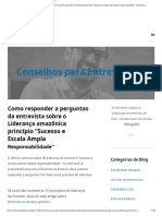 Como responder sobre o princípio de liderança da Amazon Sucesso e escala trazem ampla responsabilidade