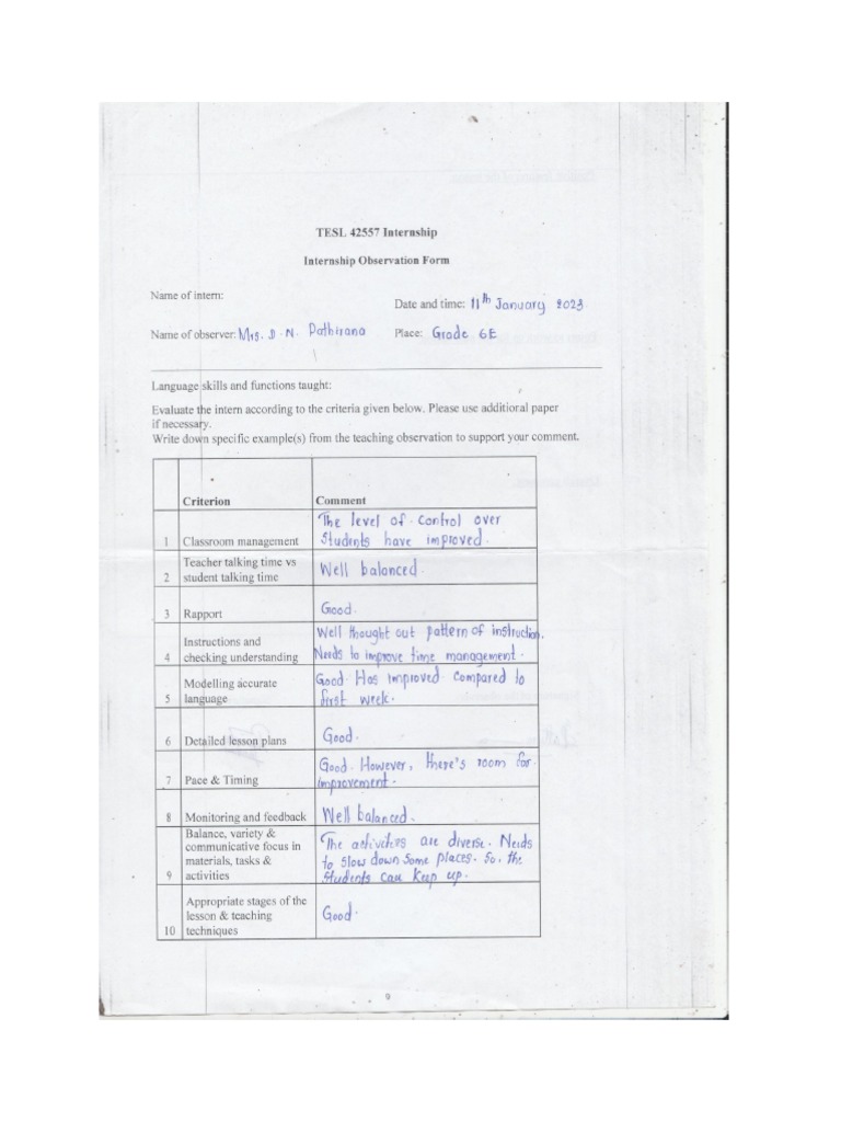 HS Te17.0043 Internship Student Observation Form 2 PDF