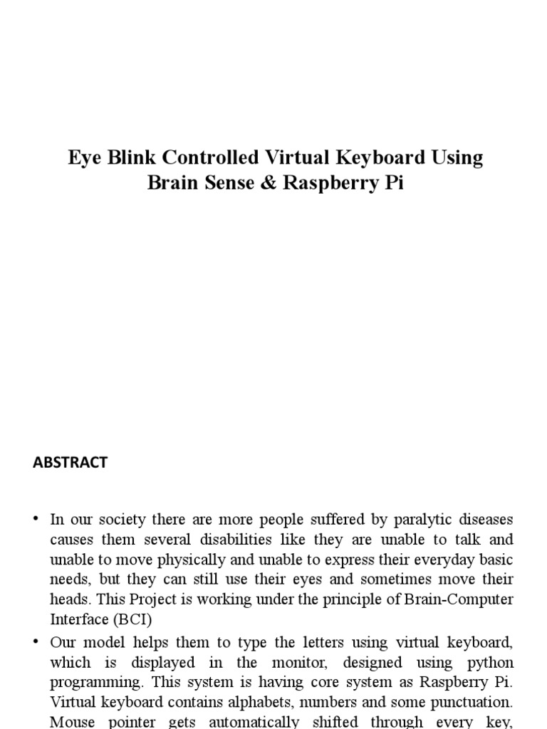 Eye Blink Controlled Virtual Keyboard Using Brain Sense | PDF ...