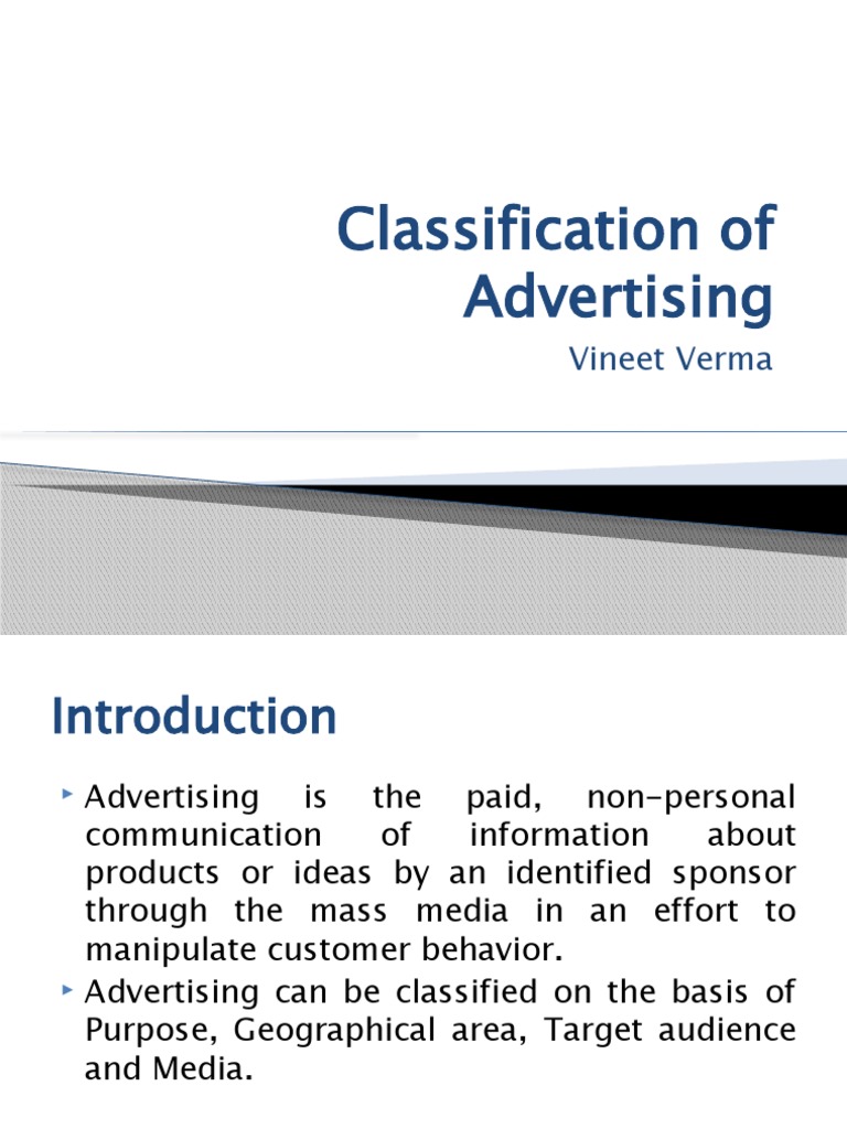 Advertising Classification Overview | PDF | Advertising | Target Audience