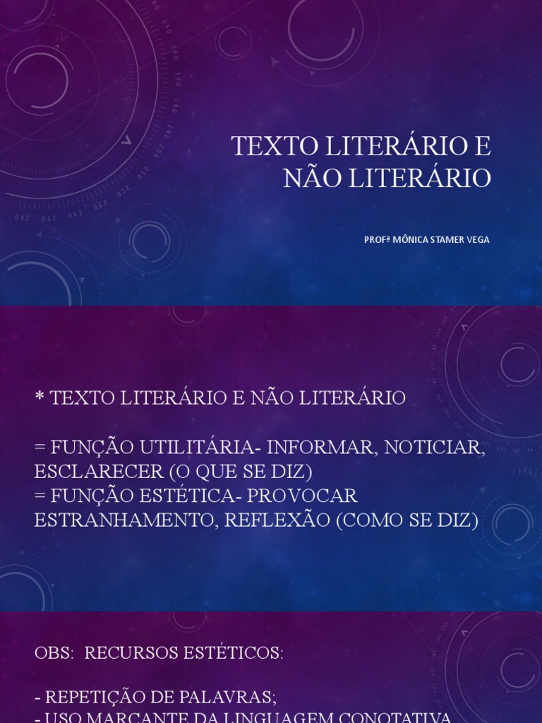 Texto Literário e Não Literário Slide | PDF