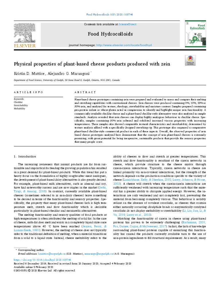 1 s2.0 S0268005X19328140 Main | PDF | Cheese | Rheology